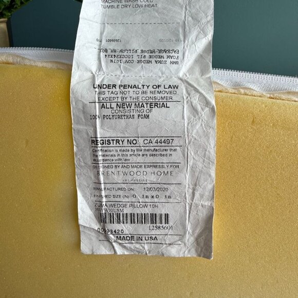 Zuma Foam Wedge Pillow By Brentwood Home With Bamboo Cover Support 10" - Picture 14 of 16